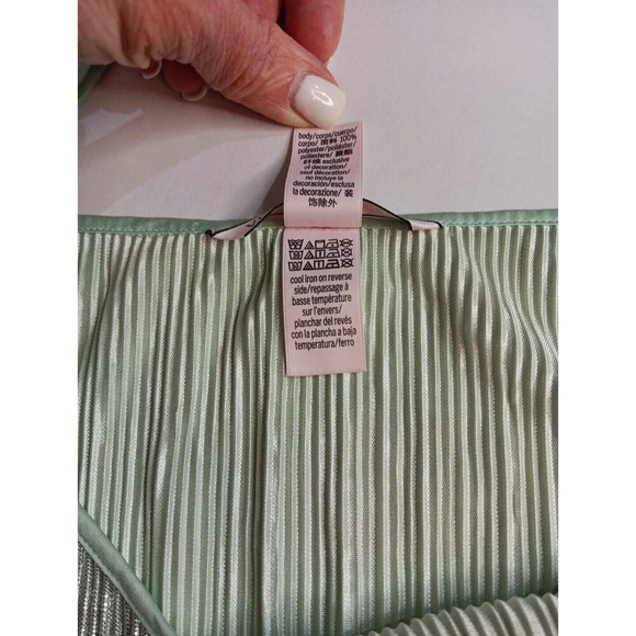 Victoria's Secret Silky Slinkie Textured Lingerie Blue Mint Green Adjustable... - Picture 6 of 8